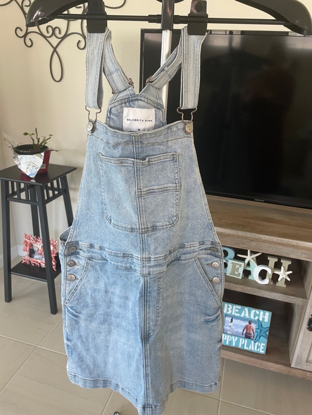 Celebrity Pink Light Blue Denim Overall Skirt